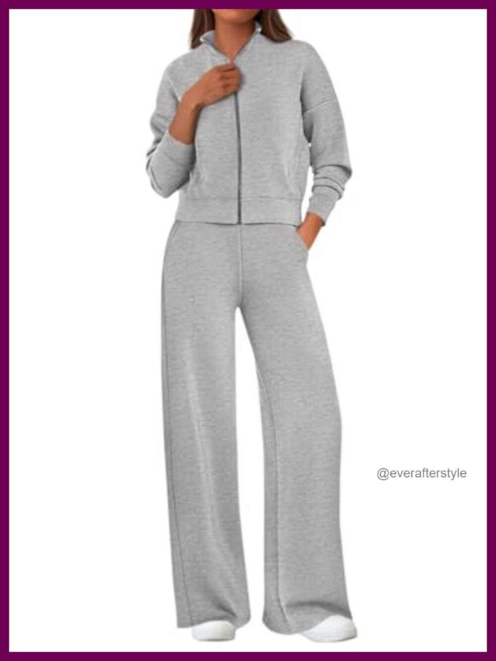 Women's 2 Piece Sweatsuit Viscose Blend Zip Up Wide Leg Lounge Set